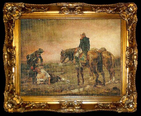 framed  Jean-Louis-Ernest Meissonier Relief after the Battle, ta009-2